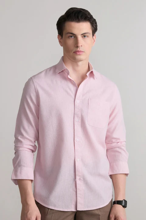 Plain Cotton Blend Shirt
