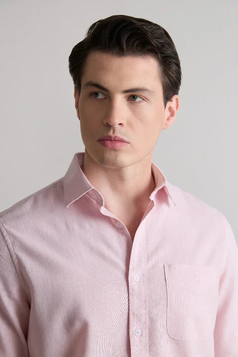Plain Cotton Blend Shirt