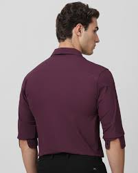 Men's Wine Maroon Solid Casual Shirt | Premium Cotton Blend | Slim Fit | Full Sleeve