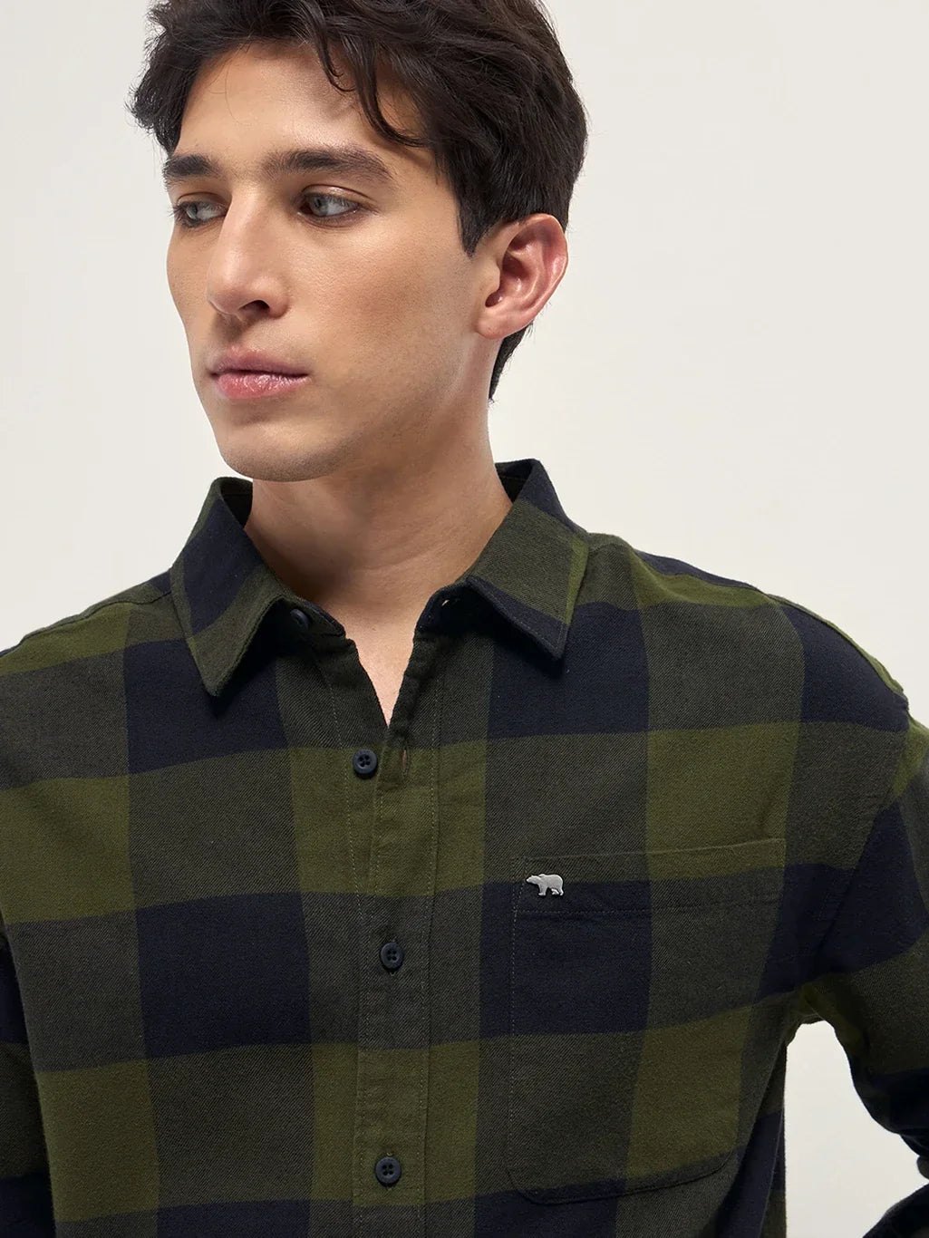 Men's Premium Olive Green Buffalo Check Shirt | Full Sleeve Casual Cotton Shirt
