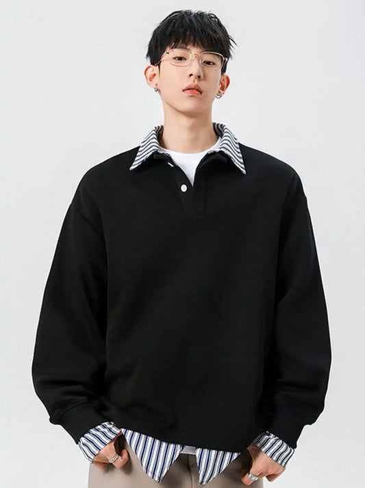 Men polo neck long sleeve sweatshirt