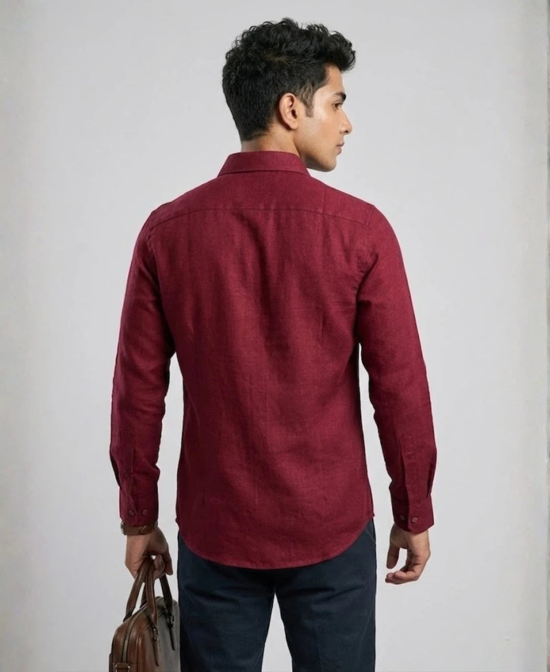 Men’s Premium Maroon Linen Shir