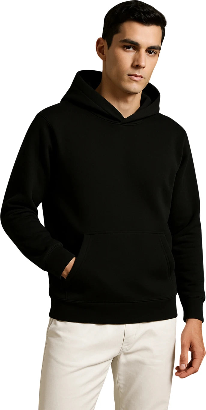 Men Full Sleeve Solid Hooded Sweatshirt